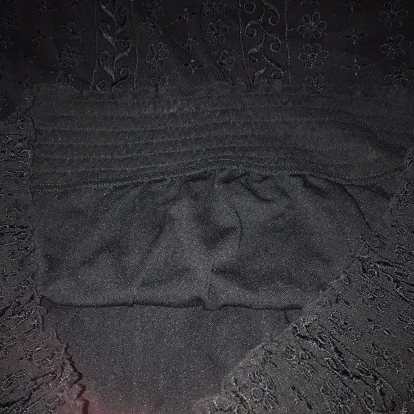 INC International Concepts size XL black semi sheer lace top lined 3/4 sleeve - Picture 8 of 11